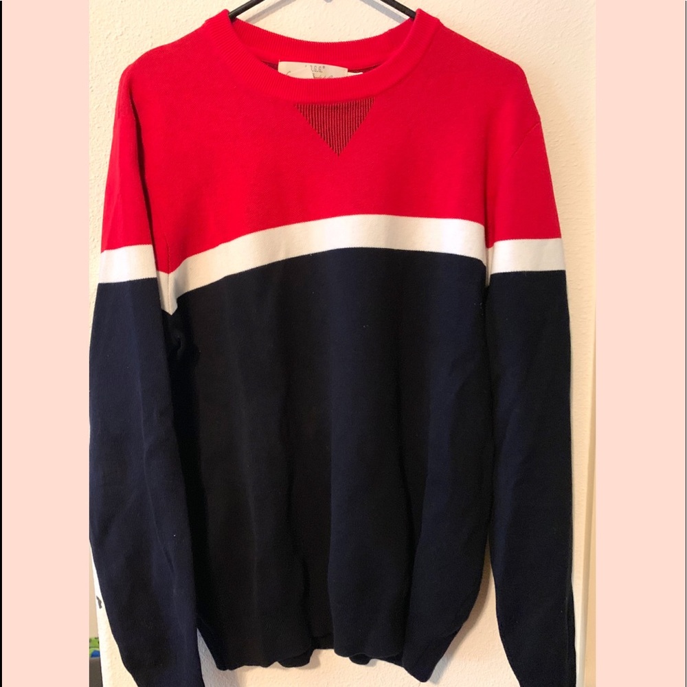 H&M Red, Black and White crew neck sweater